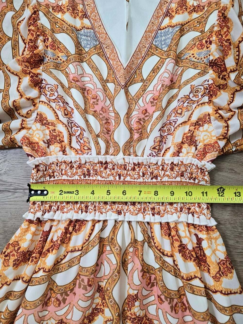 Bohme Orange Paisley Smocked Maxi Dress Long Balloon Sleeve Boho Small - Picture 5 of 13